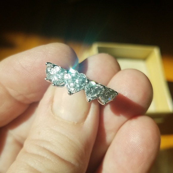 Diamonique Jewelry - Five heart band ring